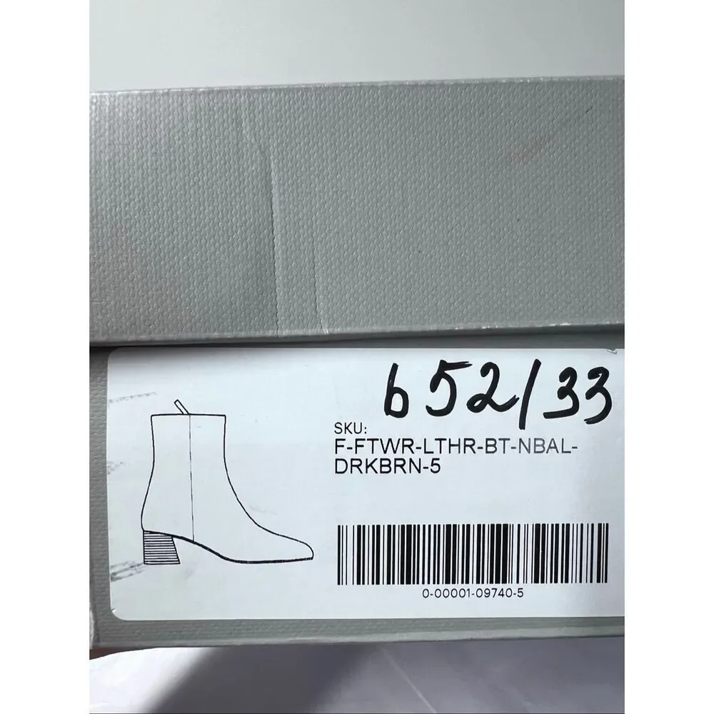 Everlane THE DAY BOOT Dark Brown Leather Ankle Boots Block Heel Minimalist 5 NWB